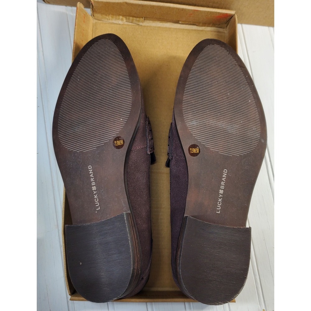 Lucky Brand Eryka suede leather loafer slip-on Chocolate brown shoe women 38 7.5 - Picture 8 of 8